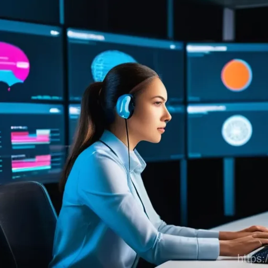SIEM 솔루션의 사용자 정의 대시보드 생성 팁 - A professional female cybersecurity analyst, in her late 20s, with a focused expression, is working ...
