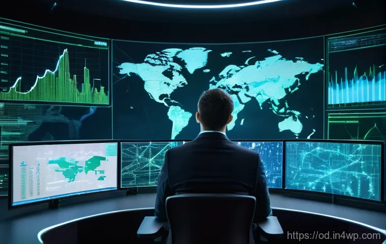 위험 분석을 위한 SIEM의 프레임워크 - A male cybersecurity analyst in his early 30s, wearing professional business attire, sits intently i...