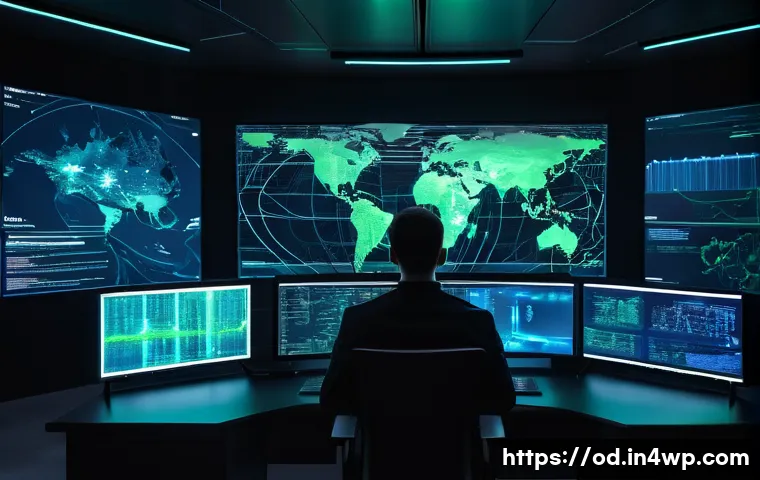 SIEM 시스템의 고급 기능 활용 사례 - **Image Prompt 1: The Vigilant AI Guardian**
A futuristic, highly detailed cybersecurity operati...